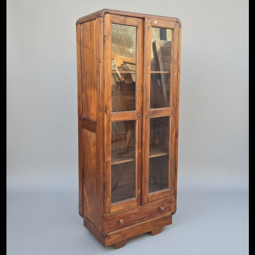 Glass and Teak Display Cabinet | Vintage Indonesian Furniture – Water Tiger