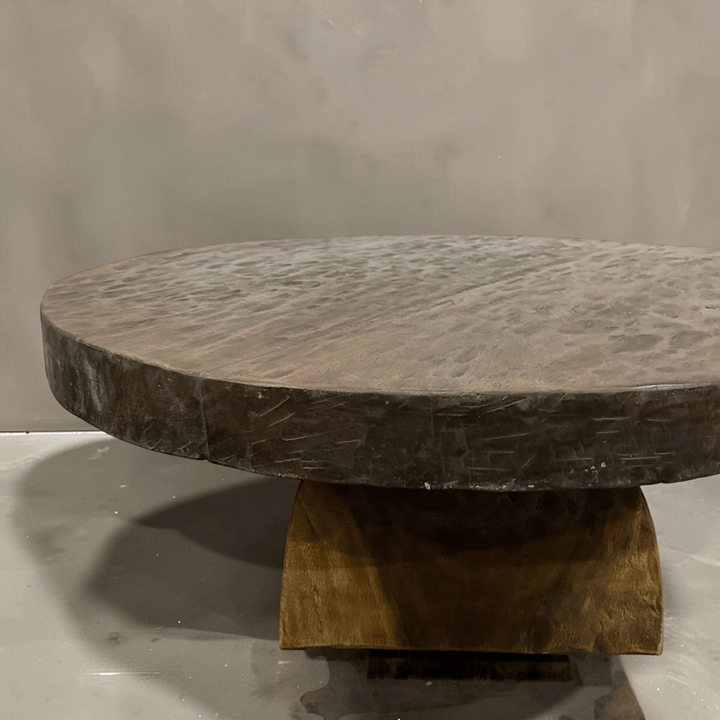 Water Tiger Furniture Organic Teak Round Table With Thick Pedestal