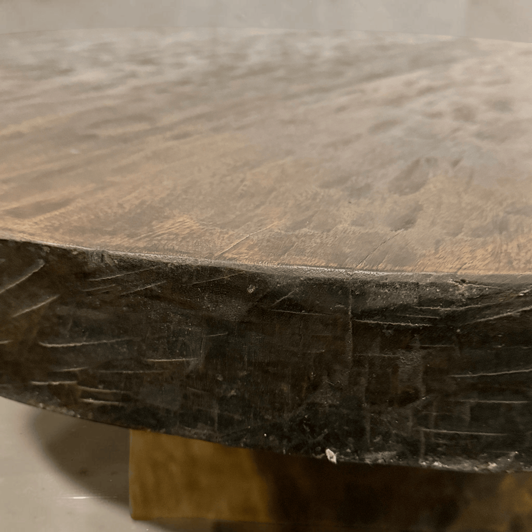 Water Tiger Furniture Organic Teak Round Table With Thick Pedestal