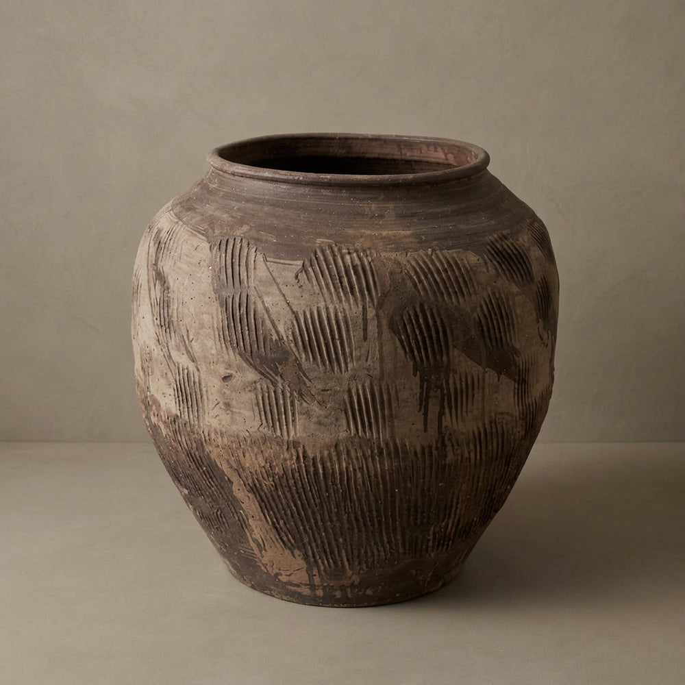 Water Tiger Decor Brushed Clay Pots