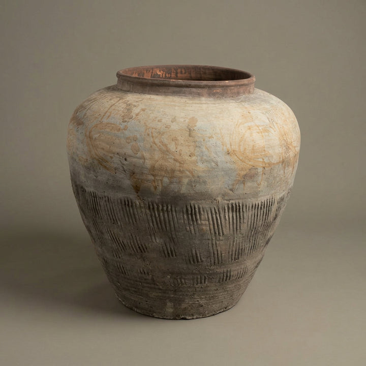 Water Tiger Decor Brushed Clay Pots